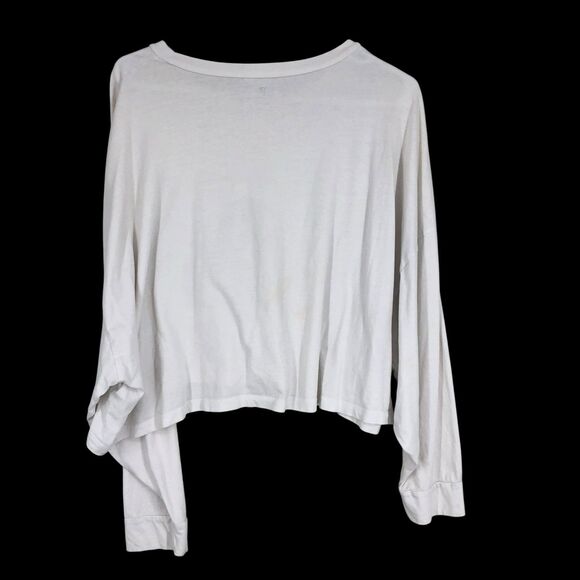 Tea and Romance Graphic Long Sleeve Crop Top Loose Fit Tee, Beachy Loungewear XL - Picture 6 of 6